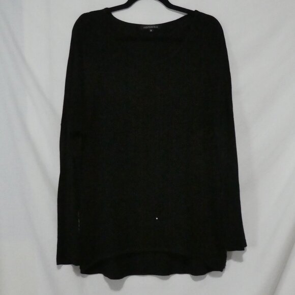 ADDITION ELLE | 2X | Black Long Sleeve Knit Front Shirt W/ Sequins | Solid Back - Picture 1 of 13